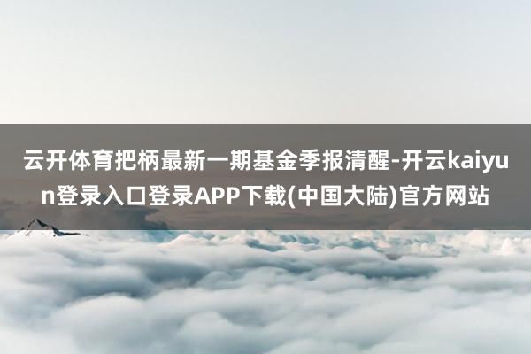 云开体育把柄最新一期基金季报清醒-开云kaiyun登录入口登录APP下载(中国大陆)官方网站